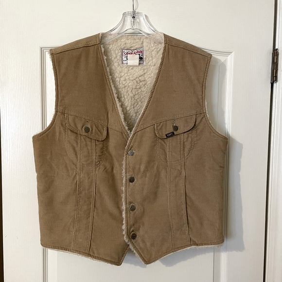Lee Other - Vintage 70s LEE Storm-Rider Corduroy Sherpa Lined Vest Tan Size XL Western
